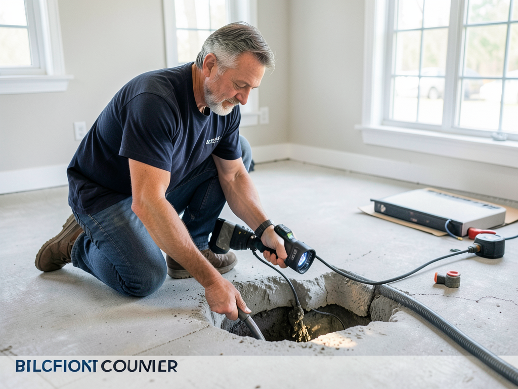 Non invasive slab leak detection and repair for co